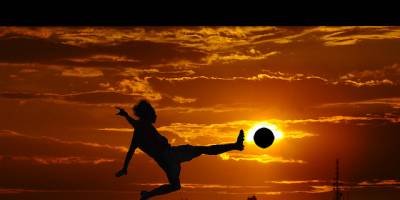 Football player before sunset